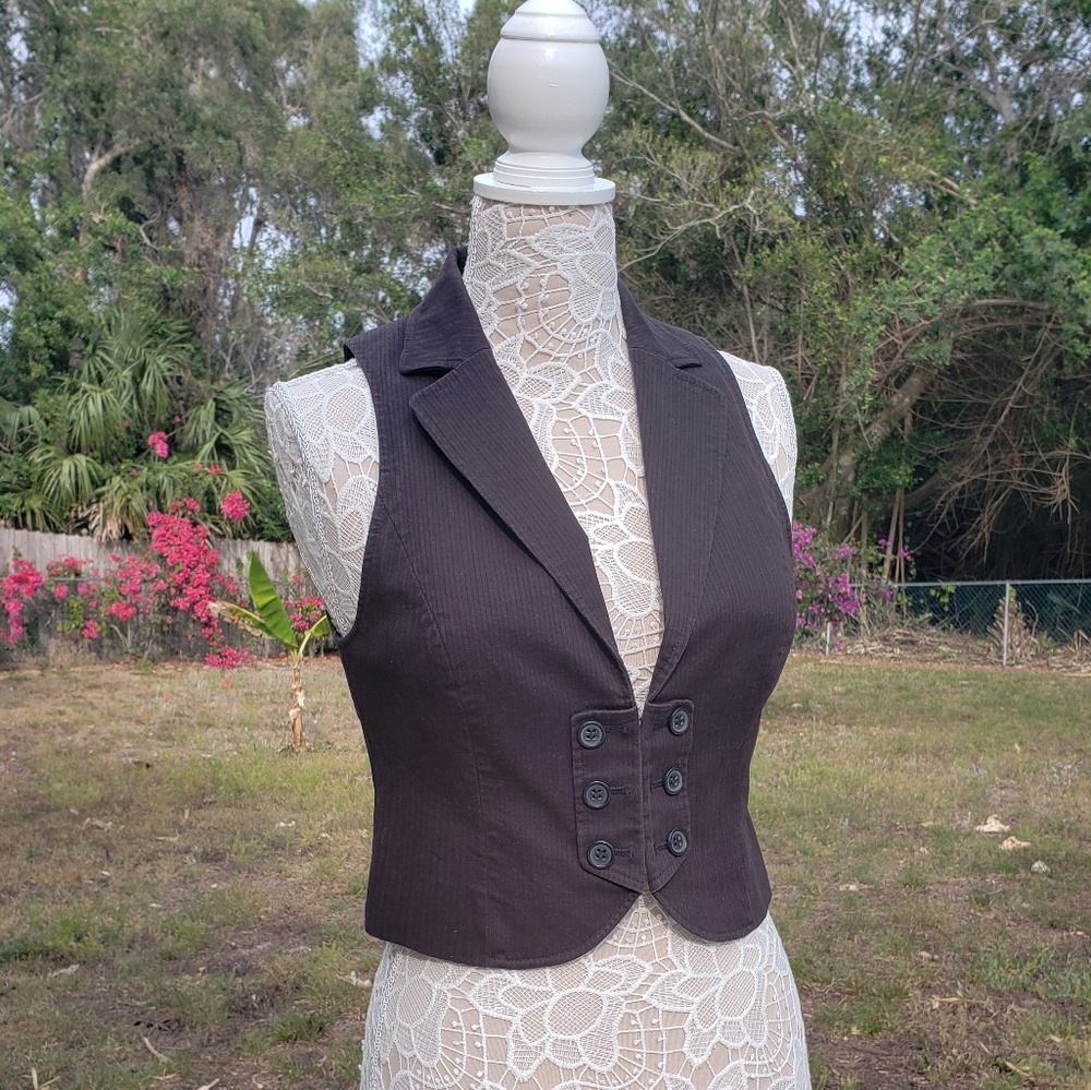 Women's Black Loft Mini Blazer Vest